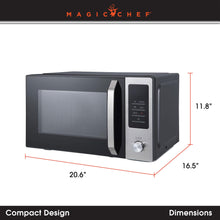 Magic Chef 1.0 Cubic Feet Stainless Countertop Microwave and Air Fryer, 10 Power Levels, Included Air Frying Rack, Crisper Tray, and Grill Rack, Black