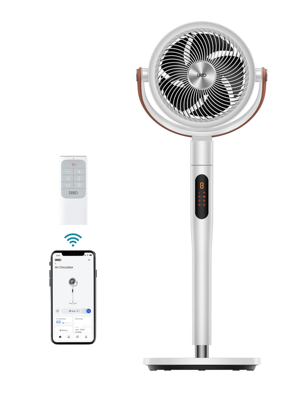 Dreo Fan for Bedroom, 100ft Standing Fan for Home, 120°+105° Smart Oscillating Pedestal Fans with Wi-Fi/Voice Control, DC Motor, 43'' Quiet Fan, 6 Modes, 8 Speeds, Adjustable Height, PolyFan 513S