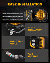 Auxbeam V-ULTRA Series LED Round Light Pods, 5 Inch 172W Offroad Driving Side Shooter Light with Amber DRL, 270° Wide Range 20400LM Yellow/Amber Fog Light Hyper Spot Beam Ditch Lights with Black Cover