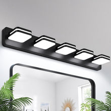 Torondo Modern Black LED Bathroom Vanity Light, 5-Light Bathroom Lighting Fixtures Over Mirror, LED Vanity Lights, Matte Black Bathroom Light Fixtures with Milky White Acrylic Shades