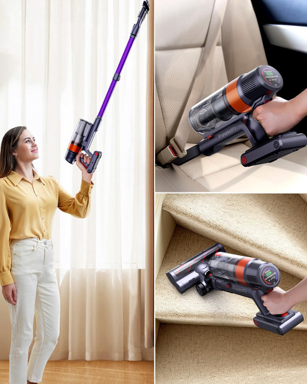 Powerffy V8 Cordless Vacuum Cleaner Set + an Extra Battery + Extra 3 Pack Filter