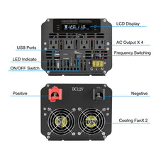 LVYUAN 4000 Watt Power Inverter 12V to 110V with 4 AC Outlets, LCD Display, Wireless Remote Control, Car Power Inverter for Car, RV, Truck, Off Grid Solar System, Camping