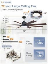 72 Inch Large Ceiling Fan with Remote, Indoor/Outdoor Industrial Ceiling Fan with Large LED Panel, Quiet Reversible DC Motor, 6-Speeds, 3CCT, Black Ceiling Fan with Light for Patio, Livingroom, Garage