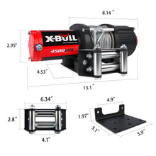 X-BULL Winch 4500LBS Steel Cable Electric Winch with Roller Fairlead, Wired Handle and Wireless Remote,Easy to Install