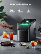 GoveeLife Smart Ice Maker Countertop, Portable Ice Machine with Voice Control, 9 Ice Cubes in 6 Minutes 3 Sizes, 26lbs/24Hrs, Self Cleaning RGB Lights, Quiet Ice Maker with Scoop for Kitchen Black