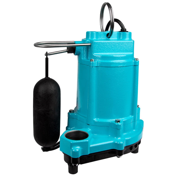 Little Giant 6EC-CIA-SFS 1/3 HP, 115-Volt, 3180 GPH Automatic Cast Iron Submersible Sump/Effluent Pump with Polypropylene Base, Integral Snap-Action Float Switch and 10-Ft. Cord, Blue, 506807