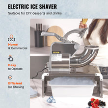 VEVOR 110V Commercial Snow Cone Machine, 500LB/H Snow Cone Maker, Electric Shaved Ice Machine w/Dual Blades, Stainless Steel Ice Crusher Shaver w/ 20Qt Ice Basin, 250W Snowball Machine 1420RPM