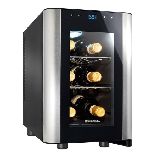 Wine Enthusiast 6-Bottle Countertop Wine Cooler – Compact Mini Fridge for Kitchen or Bedroom with 3 Shelves, Energy-Efficient Cooling, Adjustable Digital Temperature Control, Beverage Refrigerator