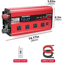 Cantonape 2500W Power Inverter 12V to 110V DC to AC with LCD Display, Remote Controller 4 x AC Outlets and 4 x 3.1A USB Car Adapter for Car Truck Boat RV Solar System