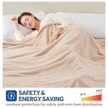 Sealy Electric Blanket King Size, Flannel Heated Blanket with 10 Heating Levels & 1-12 Hours Auto Shut Off, Fast Heating Warm Blanket, Machine Washable, Beige, 100 x 90 Inch