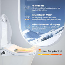 Bidet Toilet Seat Elongated, Smart Heated Toilet Seat, Instant Warm Water & Dryer, Feminine & Rear Wash, Self-Clean Nozzle, Slow Close Lid, Child/ECO/Silent Mode