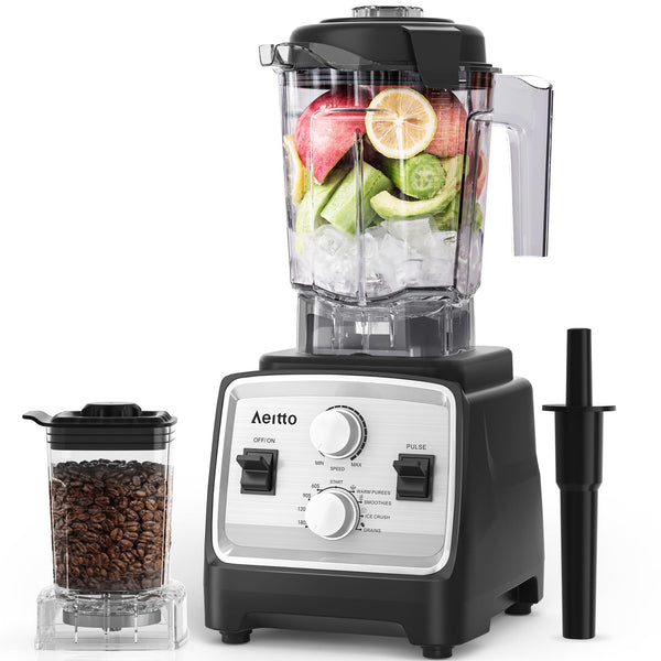 Aeitto Blenders for Kitchen with 1800W Motor, 68Oz. Large Capacity, 2-in-1 Blender & Grinder Combo, BPA-Free Countertop Professional Blender for Smoothies, Ice Crush, Frozen Drinks, Silver