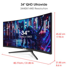 Sceptre 34-Inch Curved Ultrawide WQHD Monitor 3440 x 1440 R1500 up to 165Hz DisplayPort x2 99% sRGB 1ms Picture by Picture, Machine Black 2023 (C345B-QUT168)