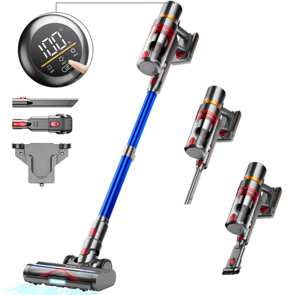 Cordless Vacuum Cleaner, Upgraded 45Kpa/550W Powerful Suction Stick Vacuum with Touch Screen, Max 55Mins Runtime Vacuum Cleaners for Home , Anti-Tangle, Lightweight Vacuum for Pet Hair/Carpet/Floor