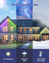 lemonmemory Permanent Outdoor Light-240ft with 176 LED IC+RGB and Warm White Eave Lights, App Control, Endless Themes for Christmas Lights, Works Work with Remote, Alexa, Google Assistant, White