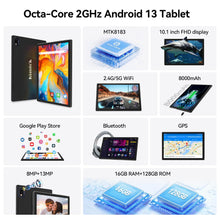 Android 13 Tablet 2025 Latest 10 inch Octa-Core Tablet, 128GB ROM+16GB RAM (8+8 Virtual)+1TB Expand, 5G WiFi Tablet with 13MP+8MP Camera, 8000 mAh Battery, 2 in 1 Tablet with Keyboard, Mouse, Case B