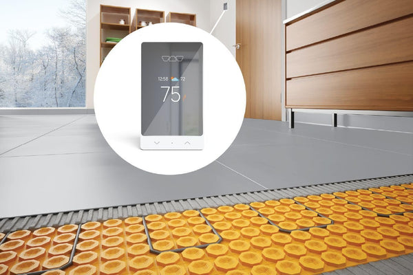 Schluter Ditra-Heat-E-RS1 Smart Thermostat with Floor Sensors, Energy Tracking, GFCI Protected - Ideal for Home Floor Heating - Mirror-Finish, App Control, Voice Assistant Compatible - DHERT105/BW