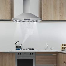 Tieasy Wall Mount Range Hood 30 inch Kitchen Hood 700 CFM with Ducted/Ductless Convertible Duct, Touch Control, Permanent Filters, Stainless Steel, 3 Speed Exhaust Fan, LED Light