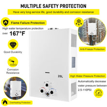 Tankless Water Heater Propane 5.26GPM 20L Outdoor Portable GasHot Water Heater Instant Propane Water Heater with Digital Display Multi-Protection for Camping Trips Boat Cabins