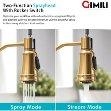 GIMILI Gold Touchless Kitchen Faucet with Pull Down Sprayer, Brushed Brass Motion Sensor Smart Hands-Free Activated Single Hole Spring Faucet for Kitchen Sink