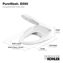 KOHLER 8298-0 PureWash E590 Elongated Bidet Toilet Seat, Heated Bidet, Bidets for Existing Toilets, Nightlight, Self-Cleaning Nozzle, White