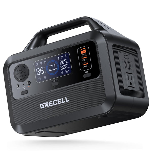 GRECELL Portable Power Station 300W, 230Wh LiFePO4 (LFP) Battery, 1.5hrs Fast Charging, 2 Up to 300W(Peak 600W) AC Outlets, Solar Generator for Outdoor Camping/RVs/Home Use