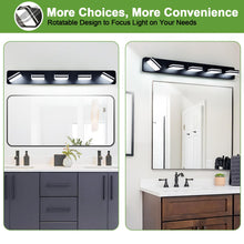 Torondo Modern Black LED Bathroom Vanity Light, 5-Light Bathroom Lighting Fixtures Over Mirror, LED Vanity Lights, Matte Black Bathroom Light Fixtures with Milky White Acrylic Shades