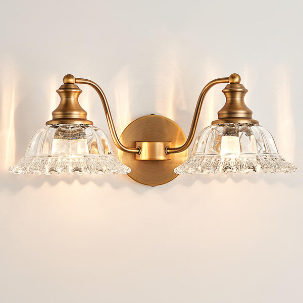 XIEDUN Bathroom Vanity Lights Over Mirror Vintage Bathroom Light Fixtures 2 Light Brass Vanity Lights for Vanity Lighting Fixtures