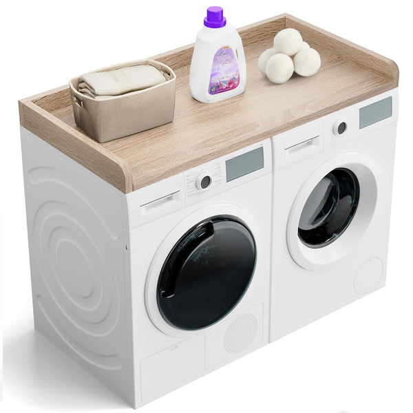 Washer Dryer Countertop, 27.5" Depth x 54" Width, Washer Dryer Wood Top for Laundry Room Organization, Melamine Countertop with Edge Rails