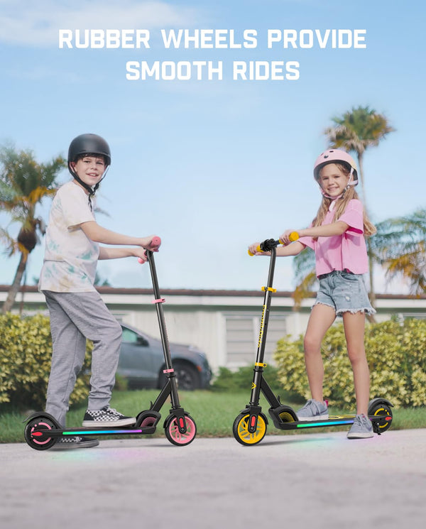 FanttikRide C9 Apex Electric Scooter for Kids 8-12, Adjustable Handlebar Height for Riders 3.9-5.2 ft, 132 lbs, Up to 40 mins Continuous Time, 3 Speed Mode 5/8/10 MPH, Bluetooth Music Speaker, Yellow