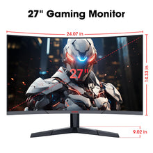 KOORUI Curved 27 Inch Gaming Monitor, Full HD 1080p R1500 180Hz VA Computer Monitor, 99% sRGB, Built-in Adaptive Sync, 1 x Display Port 1.2 & 2 x HDMI 2.0, Eye Care, VESA Compatible, Black 27E6CA