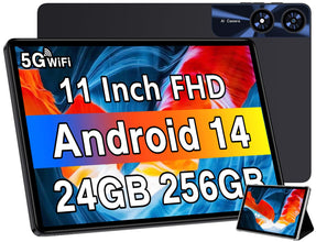 Android 14 Tablet 11 Inch Tablets, 24GB RAM 256GB ROM(1TB Expand), Octa-Core Tablets with 8000 mAh Battery, 5G WiFi, Bluetooth 5.0, Android Tablet 5MP+13MP Dual Camera, IPS Touch Screen, GPS Tab-Black