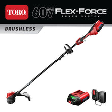 Toro Flex-Force Power System 60V Max Lithium-Ion Brushless Cordless 13/15 Inch Electric String Trimmer with 2.0Ah Battery and Charger