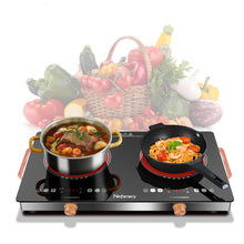 2 Burner Electric Cooktop 24 Inch Electric Stove, Nefaracy 2000W Portable Electric Stove with Handle, 9 Power Settings, Senor Touch & Knob Control, Safety Lock, Timer, 110-120V Plug in