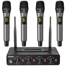 TONOR Wireless Microphones System with 4x10 Channels Cordless Handheld Microfono Inalambrico, 200FT UHF Range, Mics with Stable Signal Transmission for Karaoke Singing Party Church Wedding PA Speaker