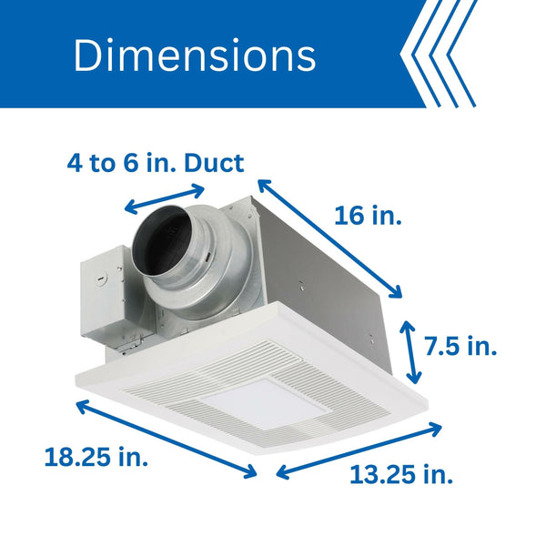 Panasonic FV-0511VHL1 WhisperWarm DC Bathroom Fan with Light and Heater - Simplified Ventilation and Heat - 50-80-110 CFM