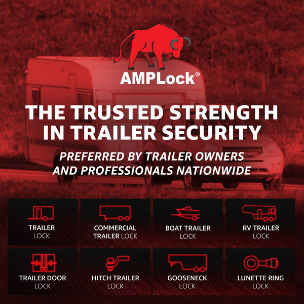 AMPLock - U-BRP2516 Heavy Duty Trailer Coupler Lock, 2 5/16" RV & Trailer Lock, Ball Coupler with Straight Lip, Anti-Theft RV Locks & Trailer Protection with Push and Lock System, Ideal Trailer Locks