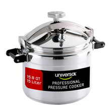 Universal (Large) 15.8-Quart Aluminum Pressure Cooker for Professional Use – Commercial-Grade, 1 Safety Valve, Reinforced Handles, Easy-Open Lid, – Ideal for Large Kitchens, and Restaurants