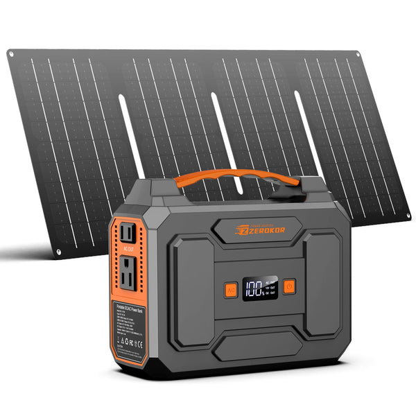 Portable Solar Generator with Panel, 100W Portable Power Station with 40W Panel, 110V AC Outlet Camping Solar Power Bank 146Wh Lithium Battery Pack for Home Use RV Van Outdoor Power Outage Backup