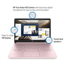 HP Portable Laptop (Include 1 Year Microsoft 365), 14’’ HD Display, 16GB RAM, 64GB eMMC, Intel Quad-Core N4120, Student and Business, Webcam, HDMI, Wi-Fi, RJ-45, Windows 11 Home, Pink