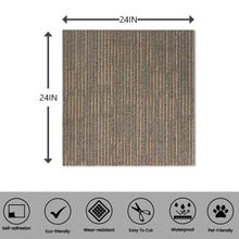 Boshuele 24 inch x 24 inch Carpet Tiles upholstered Non-Slip Carpet Squares Reusable Easy to Install Indoor and Outdoor Office Home Decor Flooring (Khaki, 18 PCS)