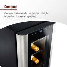 Wine Enthusiast 6-Bottle Countertop Wine Cooler – Compact Mini Fridge for Kitchen or Bedroom with 3 Shelves, Energy-Efficient Cooling, Adjustable Digital Temperature Control, Beverage Refrigerator