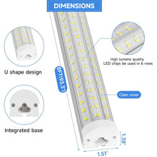 8FT U Shape 125W Integrated LED Tube Light, 6500K Clear White, 20000LM Super Bright, Flush Mount/Hanging, Linkable Shop Lights for Garage Workshop, Plug&Play, 8 Pack