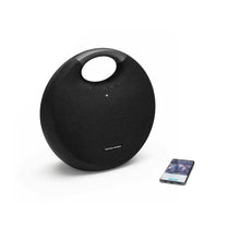 Harman Kardon Onyx Studio 6 Wireless Bluetooth Speaker - IPX7 Waterproof Extra Bass Sound System with Rechargeable Battery and Built-in Microphone - Black (Renewed)