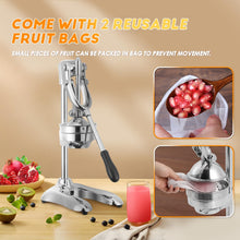 Moongiantgo Commercial Manual Juicer, Hand Press Citrus Juicer Extractor with 2 Reusable Fruit Bags, Easy To Clean, Fruit Squeezer Juicer Machine for Pomegranate Orange Lime Lemon