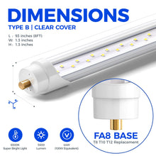 Barrina 8 Foot LED Bulbs, 44W 5500lm 6500K, Super Bright, T8 T10 T12 LED Tube Lights, FA8 Single Pin LED Lights, Clear Cover, 8 Foot LED Bulbs to Replace Fluorescent Light Bulbs (Pack of 12)