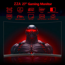 ZZA Gaming Monitor 27 Inch Curved 180Hz| 165Hz|144Hz|1ms| Computer Monitor FHD|1080P| 90% DCI-P3,100% sRGB,PC Monitor FreeSync| HDMI|HDR|Low Blue Light| HDMI|DP Ports| VESA Mount| Metal Stand