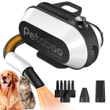 petaboo Dog Dryer for Pet Grooming, High-Velocity Force Blow Dryer, Low Noise Dog Hair Dryer with 3 Nozzles & Adjustable Speed & 3 Temperature for Dog & Cat