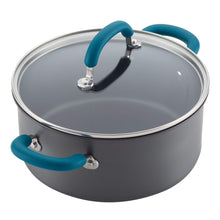 Rachael Ray Create Delicious Hard Anodized Nonstick Cookware Pots and Pans Set, 11 Piece, Gray with Teal Handles