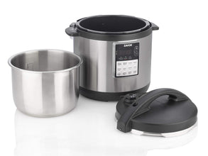 Zavor LUX Edge 6 Quart Programmable Electric Multi-Cooker: Pressure Cooker, Slow Cooker, Rice Cooker, Yogurt Maker, Steamer and more - Stainless Steel (ZSELE02)